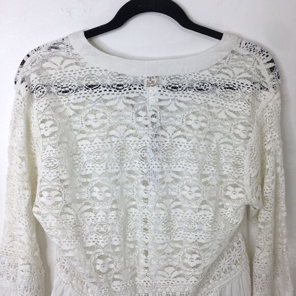Chicos Top Hi‎ Lo Lace Ivory Ecru Size 1 Pullover - Picture 7 of 10